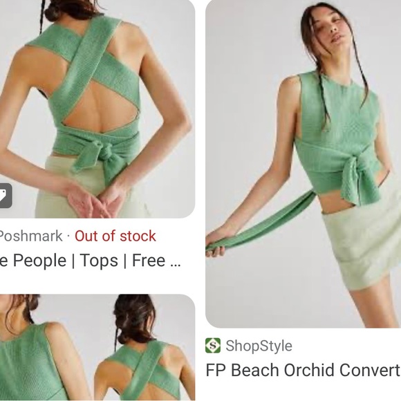 Free People Beach Orchid Convertible Sweater Tank-L-Bright Green-see pics NWOT - Picture 2 of 12